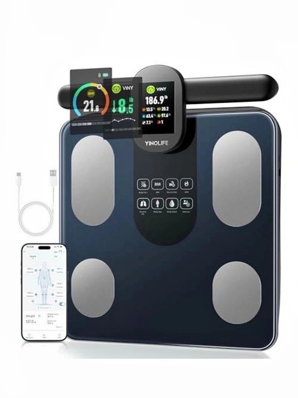 YINOLIFE 8 Electrode Professional Smart Body Fat Scale Smart Body Fat Scale NWT
